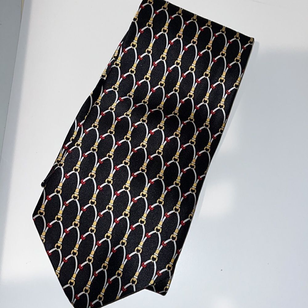 Chain Stirrup Print Crooks & Creed London Black men’s 100% Silk Neck tie